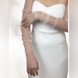 Tulle sleeves, sheer fingerless bridal sleeves